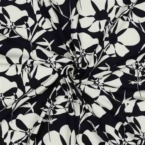 Viskosestoff Blumen - dunkelblau