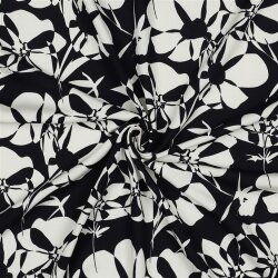 Viskosestoff Blumen - dunkelblau