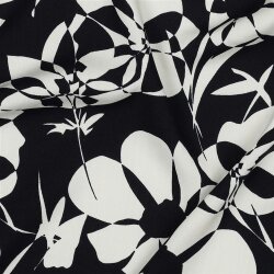 Viskosestoff Blumen - dunkelblau