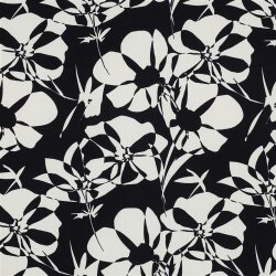 Viskosestoff Blumen - dunkelblau