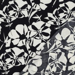 Viskosestoff Blumen - dunkelblau