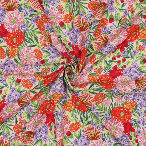 Viskose Lenzing 100% EcoVera™ Digital Blumenwiese  - hellpink
