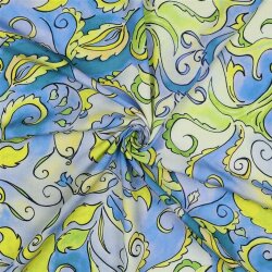 Viskosestoff Digital Zauberblätter - himmelblau