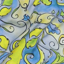 Viskosestoff Digital Zauberblätter - himmelblau