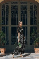 Viskosestoff LEAVES - schwarz