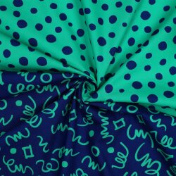 Feine Baumwollpopeline GEOMETRICS - dunkelblau/ PETROL