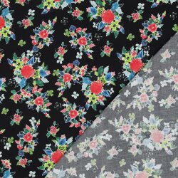 Viskose Lenzing 100% EcoVera™ Digital Blumenstrauss - schwarz