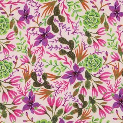 Viskose Lenzing 100% EcoVera™ Digital Blumen und Kakteen - hellpink
