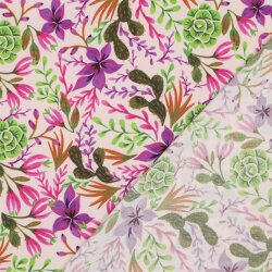 Viskose Lenzing 100% EcoVera™ Digital Blumen und Kakteen - hellpink