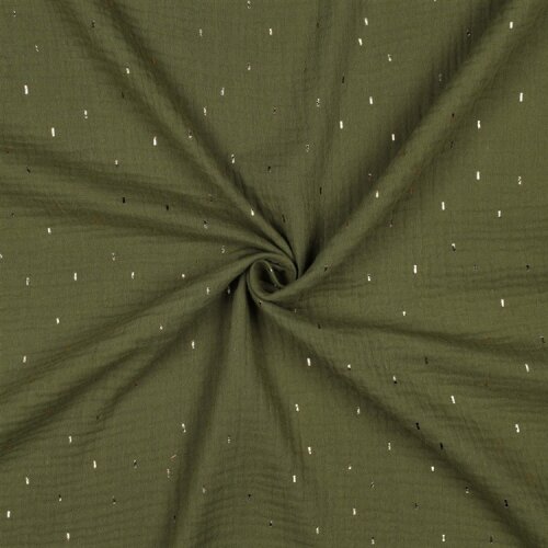 Musselin  Streifen - grün/GOLD