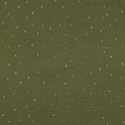 Musselin  Streifen - grün/GOLD