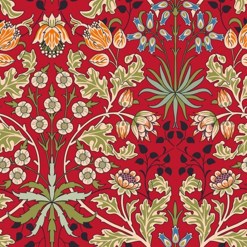 Interieurstoff Panama Blumen - rot