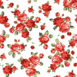 Baumwollpopeline Digital Blumen - weiß