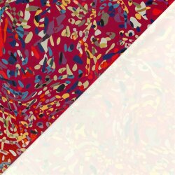 Polyester Satin bunte Kleckse - dunkelrot