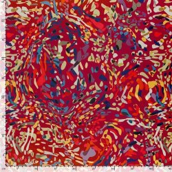 Polyester Satin bunte Kleckse - dunkelrot