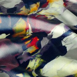 Polyester Satin bunte Kunst - stahlblau