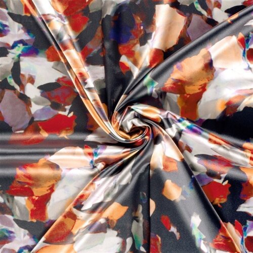 Polyester Satin bunte Kunst - dunkelblau