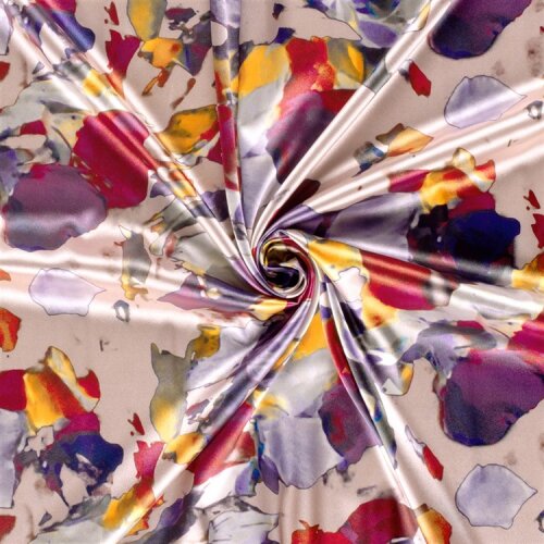Polyester Satin bunte Kunst - hellaltrosa