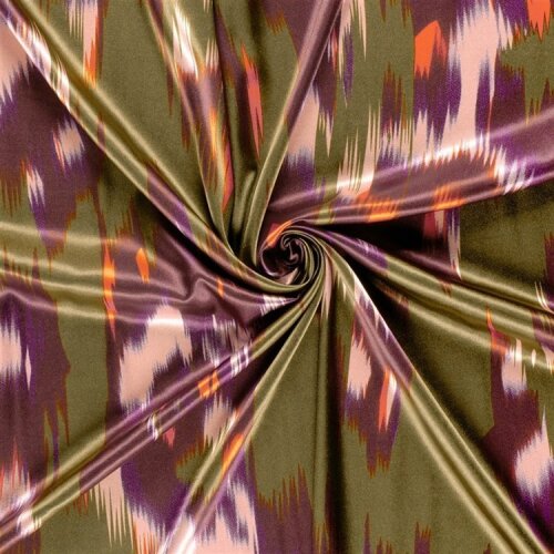 Polyester Satin große Farbtupfen - kaltbraun