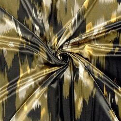 Polyester Satin große Farbtupfen - schwarz