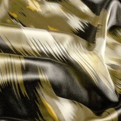 Polyester Satin große Farbtupfen - schwarz