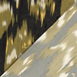 Polyester Satin große Farbtupfen - schwarz