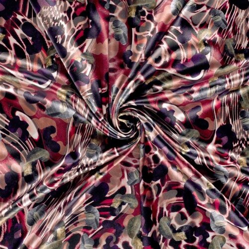 Polyester Satin bunte Tierfellkunst - dunkelrot