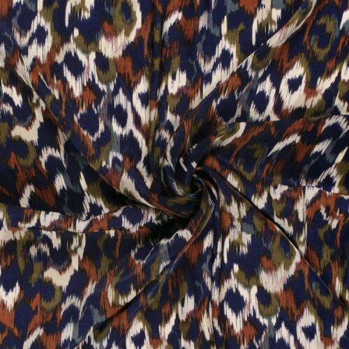 Polyester Satin Samt verschwommene Kreise - dunkelblau