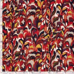 Polyester Satin Samt abstrakte Blätterranken - dunkelrot