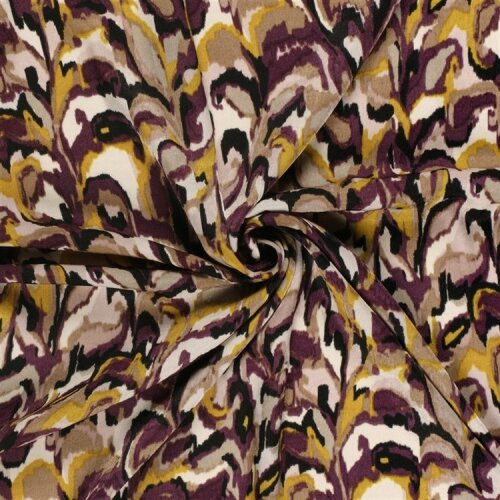 Polyester Satin Samt abstrakte Blätterranken - lila