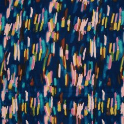 Polyester Satin Samt bunte Streifenkunst - stahlblau