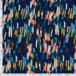 Polyester Satin Samt bunte Streifenkunst - stahlblau