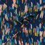 Polyester Satin Samt bunte Streifenkunst - stahlblau