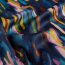 Polyester Satin Samt bunte Streifenkunst - stahlblau