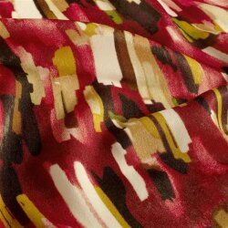 Polyester Satin Samt bunte Streifenkunst - paprikarot