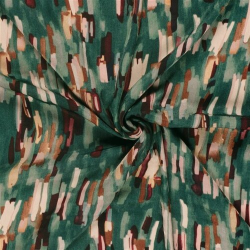 Polyester Satin Samt bunte Streifenkunst - waldgrün