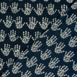 Baumwollvoile Batik-Handabdrücke - dunkel indigo