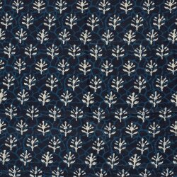Baumwollvoile Blätter - dunkel indigo