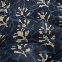 Baumwollvoile Blätter - dunkel indigo