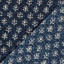Baumwollvoile Blätter - dunkel indigo