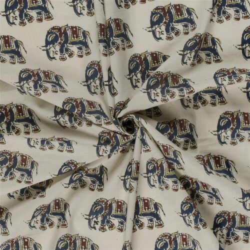 Baumwollvoile Elefant - hellbeige