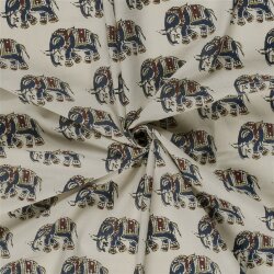 Baumwollvoile Elefant - hellbeige