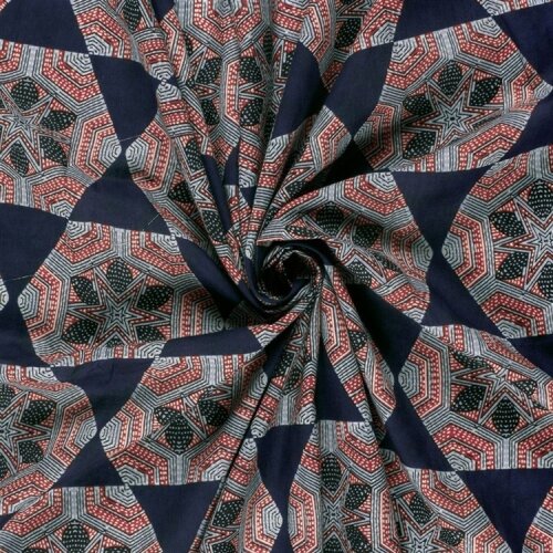 Baumwollvoile Sechsecke - dunkel indigo