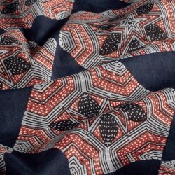 Baumwollvoile Sechsecke - dunkel indigo