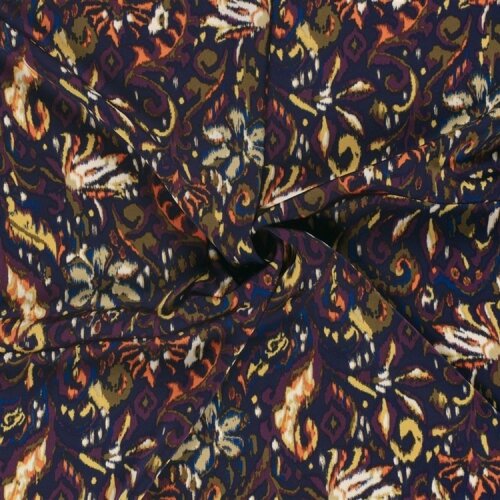 Satin Duchesse Paisley - dunkelblau