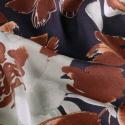 Viskosesatin Blumen - dunkelblau