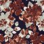 Viskosesatin Blumen - dunkelblau