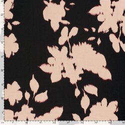 Viskosesatin Blumen - schwarz/hellrosa