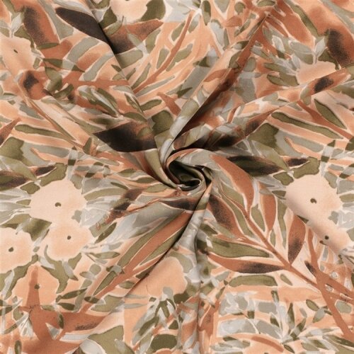 Viskose Twill Blumenmuster - soft ziegelrot