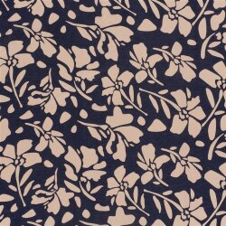 Viskose Nylon Jersey Twill Blumen - dunkelblau